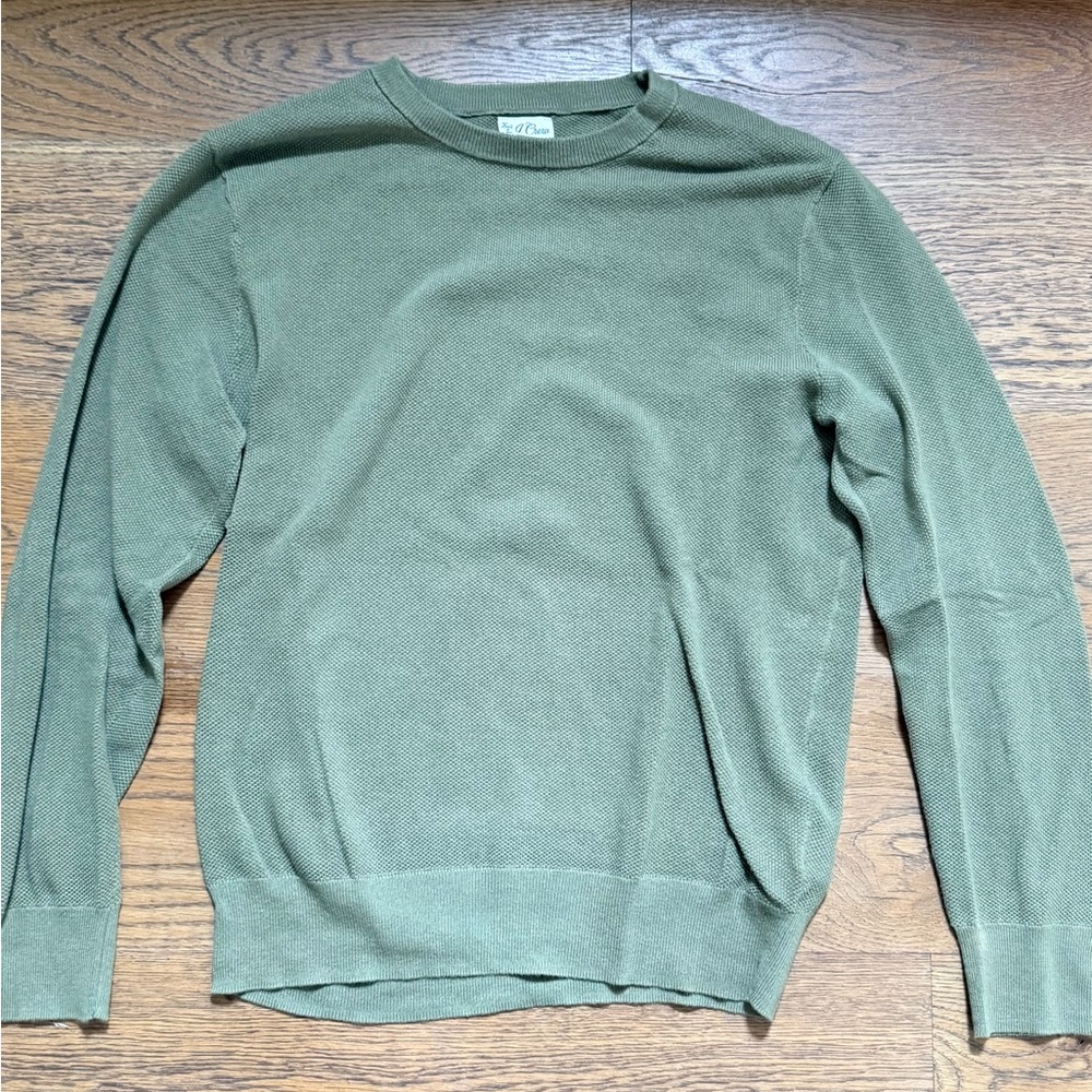 J. Crew Green Crewneck Sweater Soft Knit Ribbed Cuffs